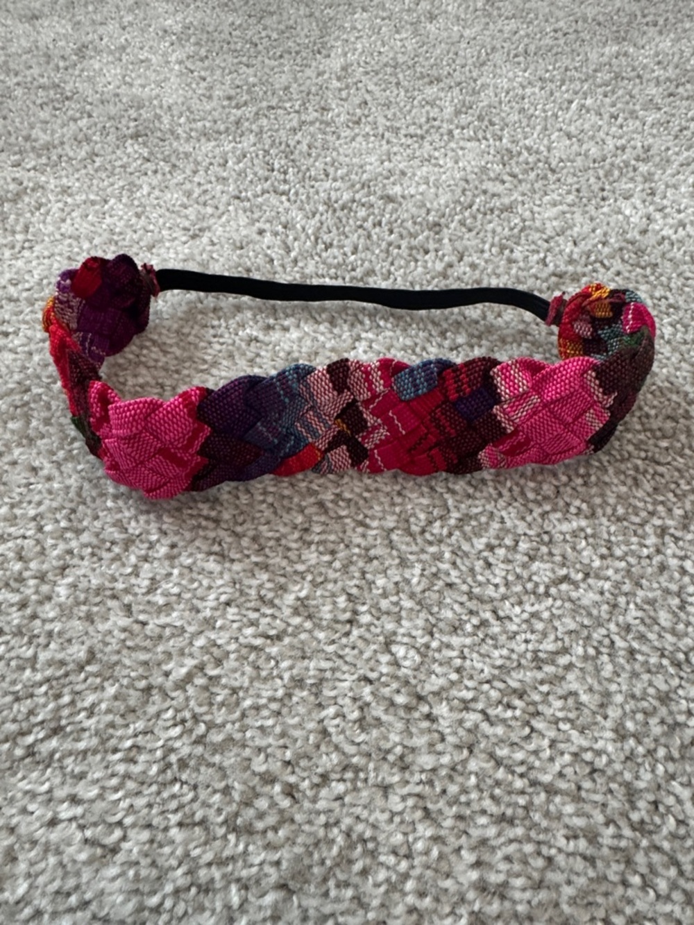 Handwoven Pink Multi-Color Elastic Headband